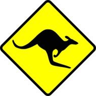 yellow sign with kangaroo in australia