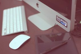 apple computer on table