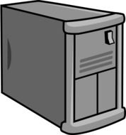 grey personal computer tower, illustration