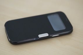 smartphone in black cover