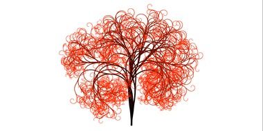 Tree with the orange red branches clipart