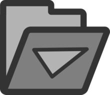 open grey folder, icon for downloads directory