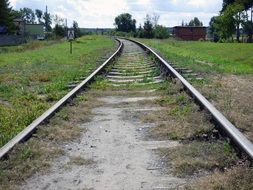 railway tracks with green grass