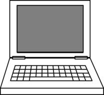 drawing of a white laptop