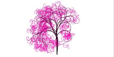 Beautiful pink tree drawing at white background