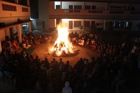 big bonfire in the community