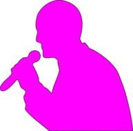 pink silhouette of a man with microphone