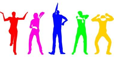 Colorful dancing people clipart