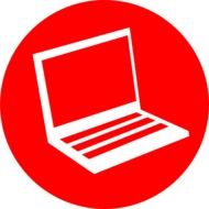 drawing a laptop on a red circle