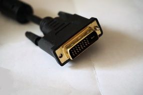 Black computer cable with plug