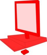 red monitor on white background
