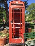 Broken old telephone box