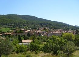 village at mountain in beautiful summer landscape, france, aups