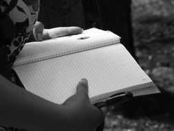 monochrome picture of notebook book paper