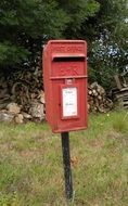 red post box in the countryside