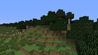 biome consisting of grass, hills and trees for a computer game minecraft