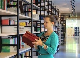 girl, books ,shelves, library, reading,read