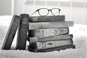 stack of vintage books