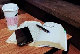 smartphonem, book and coffee