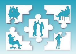 silhouettes of people on the puzzle