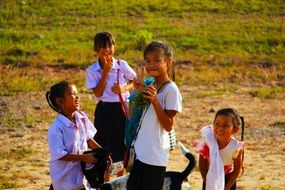 school kids children smiling young girls