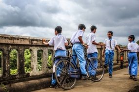 group of students in rural areas in India