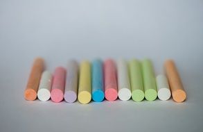 colorful chalk in row