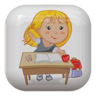schoolgirl on a gray button