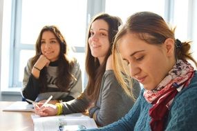 team of trainees of the language school