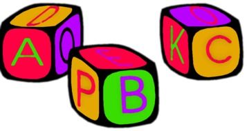 bright blocks with letters of the alphabet