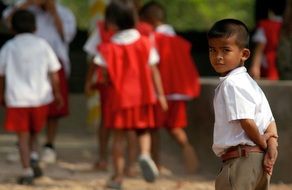 young looking child in the school