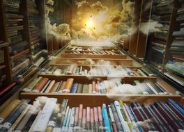 bookshelves in the open-air library