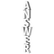 answer, greyscale 3d letters in stack