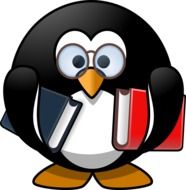 penguin with books as a professor