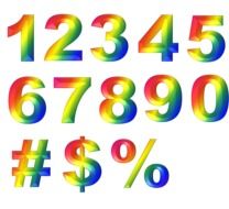 multicolored numbers and symbols