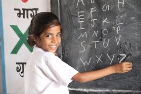 girl student blackbord education school