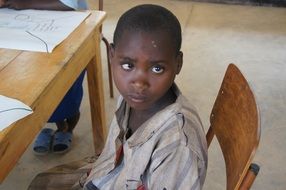 sad boy in the school rwanda