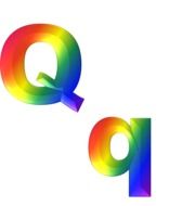 Colorful big and small q letters of the alphabet clipart