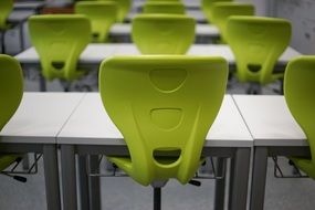 classroom school desk green chair