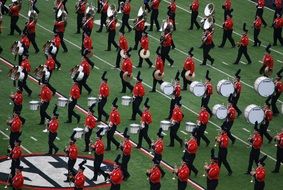 the orchestra marches in the parade