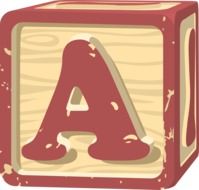 alphabet block toy, a letter on white background