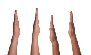 Rised hands learn greetings help