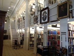 white interior of a university library