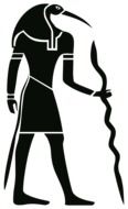 drawing of the silhouette of the egyptian god