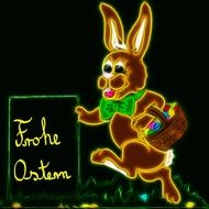 easter bunny runs with basket
