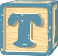 drawn cube with the letter T