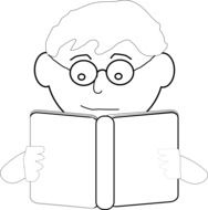 clipart, picture of reading boy