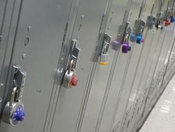 school lockers with colored locks