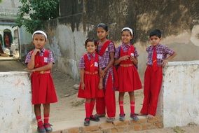 choolchildren in uniform in India