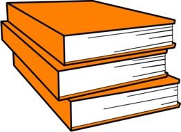 books pile orange drawing